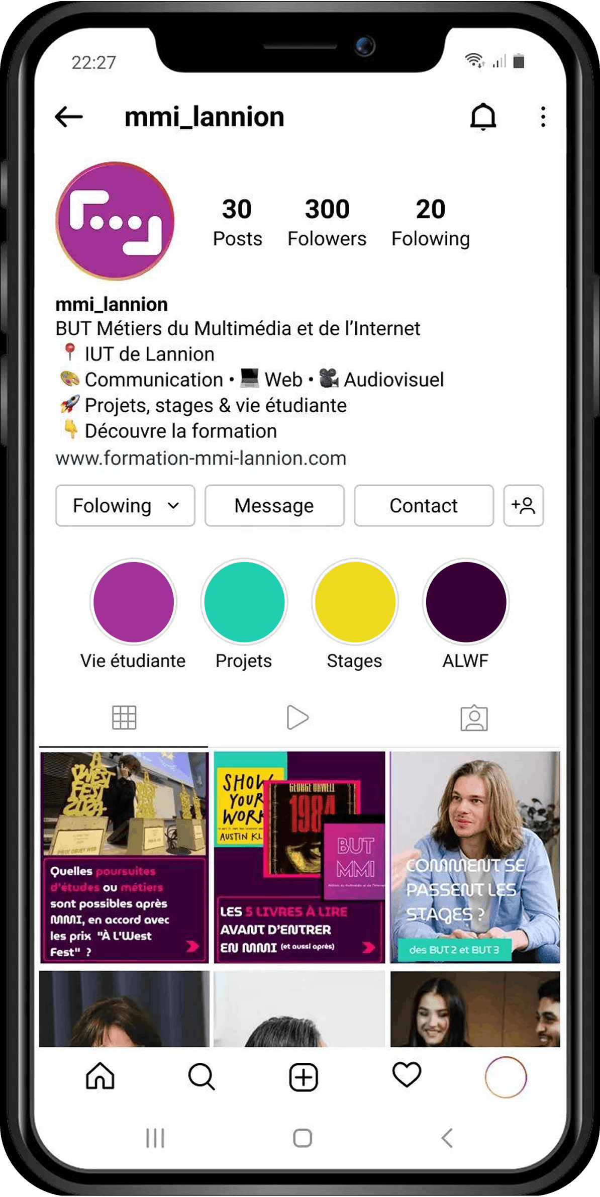 Apercu du compte Instagram MMI Lannion